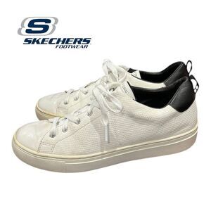 Skechers Women's Side Street Tegu White Leather Lace-up Sneakers 10